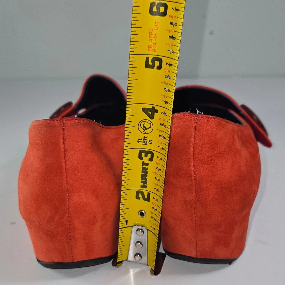 Unique Vaneli Orange Suede Wedge Shoes with Button‎ Accent Size 9N